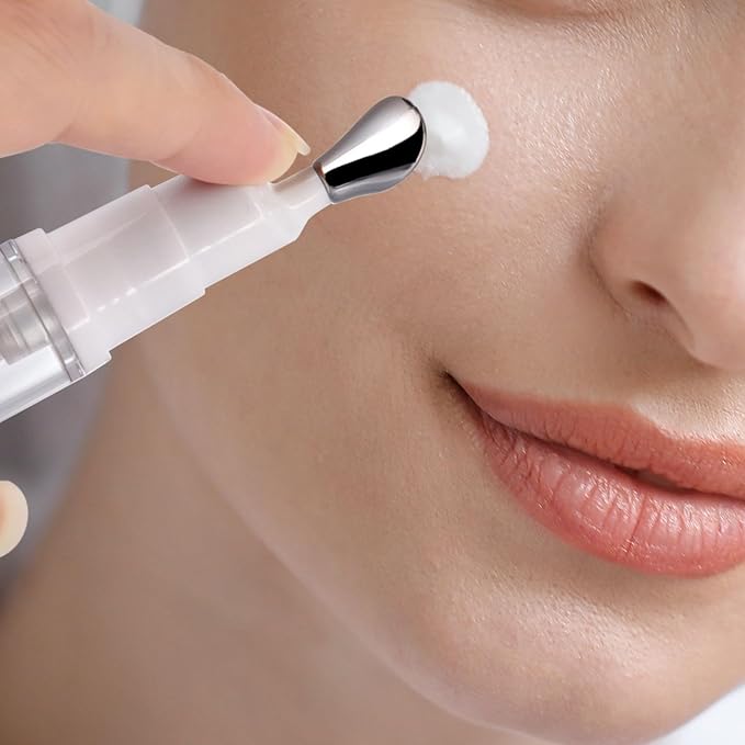 3Pcs 5/10/15ml Eye Gel Cream Container Flat Applicator Eye Cream Lip Gloss Airless Pump Travel Bottles with Metal Massage Tip Head