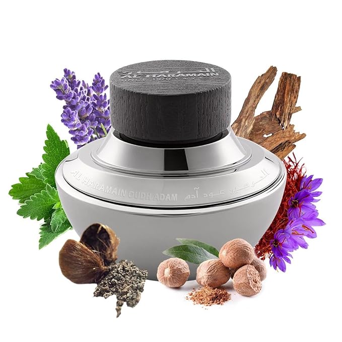 Al Haramain Oudh Adam Eau De Parfum Spray for Unisex - Arabian Perfume for Women and Men - Long Lasting Fragrance with Notes of Saffron, Lavender, Patcholi & Musk - Arabic Cologne - 2.5 oz EDP Spray