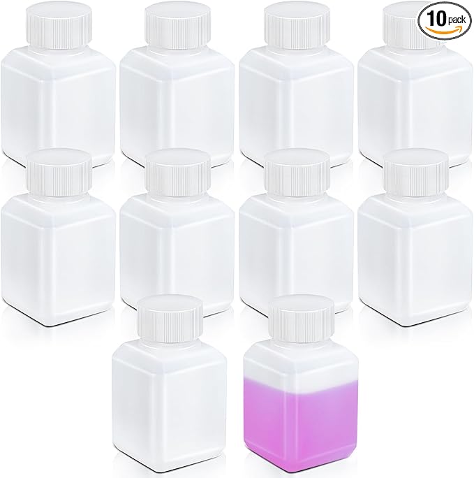 2oz/60ml Leak Proof Plastic Bottles with Caps for Liquids Sample, Reusable Small Bottles Containers for Travel, Camping and Hiking (Translucent, 10 Pcs)