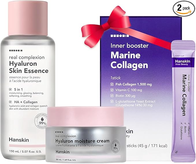 Hanskin Pink Hydration Duo – Hyaluron Skin Essence & Moisture Cream | Deep Moisture & Soothing Care for Dry, Sensitive Skin | Lightweight Glow Set for Radiant, Dewy Glass Skin | K-Beauty