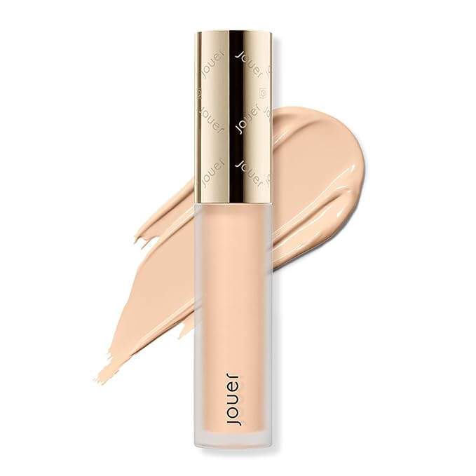 Jouer Essential High Coverage Liquid Concealer - Brightening Concealer - Color Corrector for Under Eye Dark Circles, Spot Coverage, and Eye Primer - Soft Matte Finish, Wheat