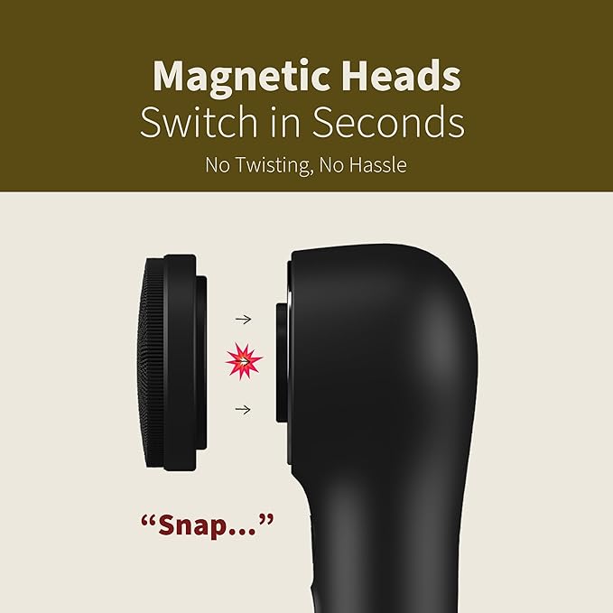 Premium Facial Cleansing Brush,Waterproof Face Scrubber,Spin & Sonic Modes with 3 Intensities,Magnetic 3-Head System for Deep Pore Cleaning, Gentle Exfoliation & Sensitive Skin Care - for Women & Men