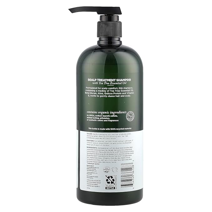 Avalon Organics Scalp Treatment Tea Tree Shampoo, Encourages Scalp Well-Being and Leaves Hair Soft, 32 Fluid Ounces