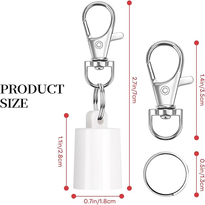Keychain Holder for LANEIGE 0.35 oz Lip Balm (2 Pack) - Portable Lip Gloss keychain caps with Detachable Hooks, Secure Snap Lock (White & Pink)