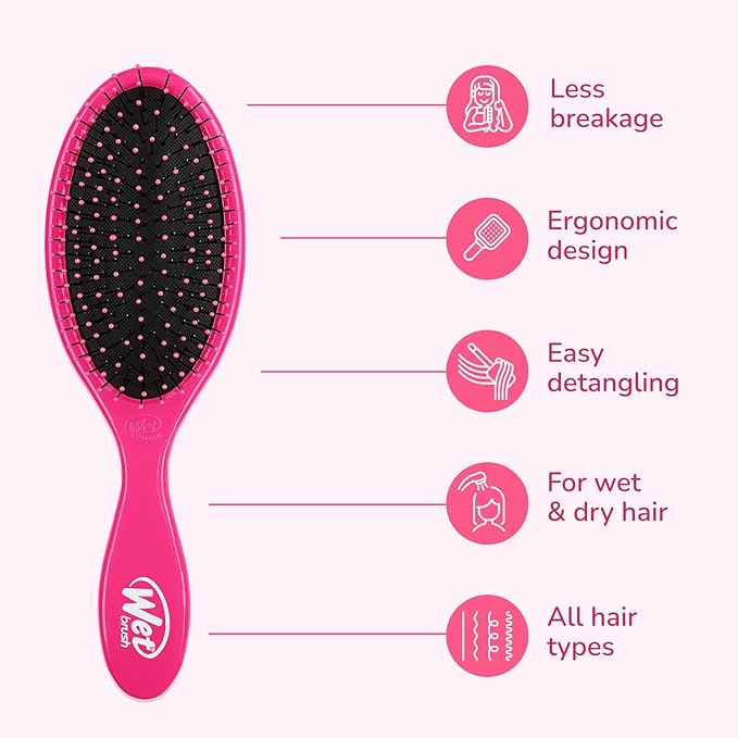 Wet Brush Detangling Brush, Original Detangler (Pink & Purple, 2 Pack), Wet & Dry Tangle-Free Hair Brush for Women & Men, No Tangle, Soft and Flexible Bristles for Straight, Curly and Thick Hair