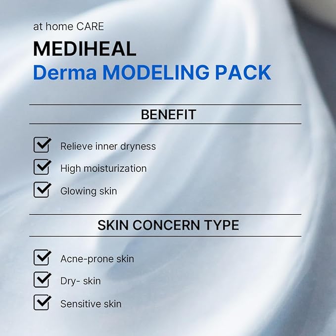 Mediheal Derma Modeling Pack (Hyaluronate)*2 - Deep Hydrating For Moist Skin - Easy DIY Home Spa Kits, Hydrating Icy Jelly Mask For Skin Refreshment