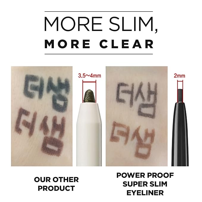 THESAEM Eco Soul Powerproof Super Slim Eyeliner - Smudge Proof Gel Eyeliner - Micro Precision Tip (2mm) - Highly Pigmented & Long-lasting Eye Makeup Glides on Smoothly, 0.1g (BR01 Thrill Brown)