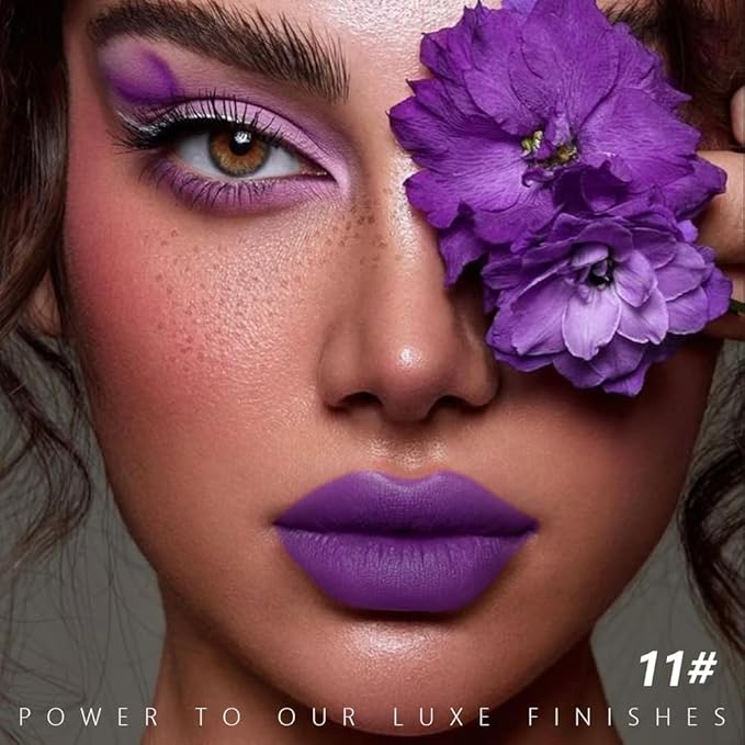 Grape Purple Matte Lipstick for Women - Pigmented Lip Crayon & Face Paint Stick for Everyday Halloween Birthday Party Wear, Younger-Looking Lip Gloss Makeup, Lápiz labial morado para mujer 11