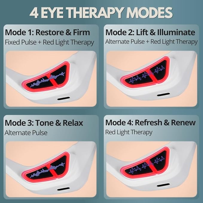 Under Eye Red Light Therapy, Rechargeable Eye Massager for Dark Circles Under Eye Bag Puffy Wrinkles Fine Lines