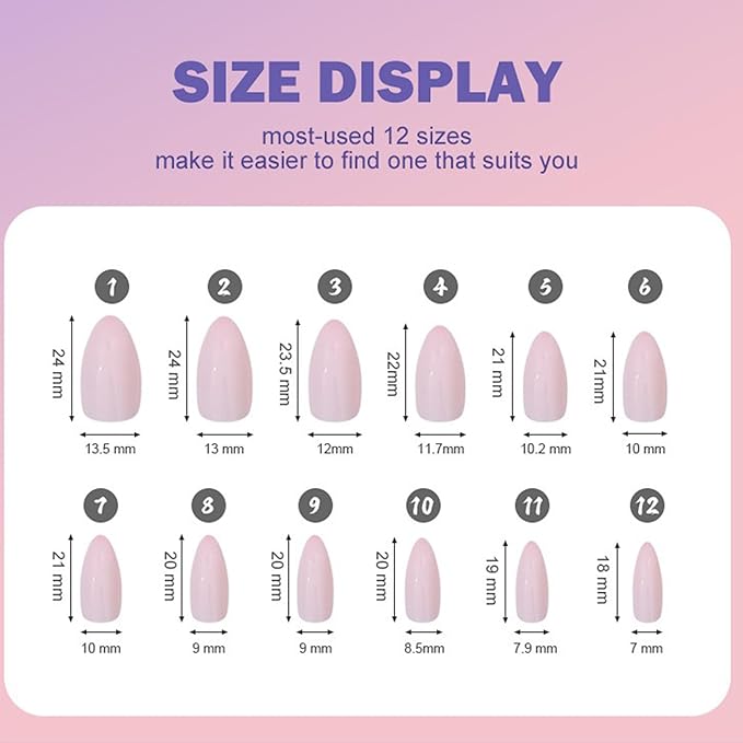 576 Pcs Press on Nails Medium Almond Fake Nails Solid Color False Nails 24 Color Glossy Acrylic Glue on Nails Reusable Artificial Nail Stick on Nail for Women Manicure