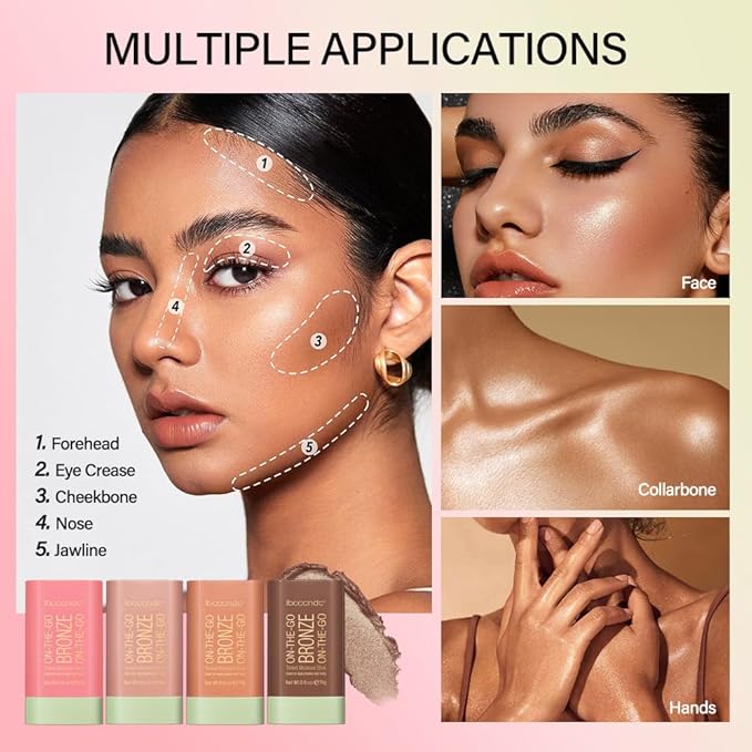 Cream Contour Stick, Face Shimmer Bronzer Stick, Blendable