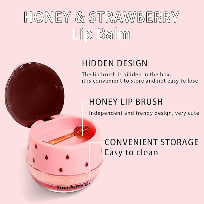 2PCS Lip Mask Overnight, Honey&Strawberry Moisturizing Repair Sleeping Lip Balm, Fade Lip Lines Bee Lip Balm, Hydrating &Prevention Dry and Crack Lip Scrubs Exfoliator (Honey & Honey)