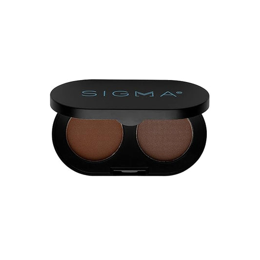Sigma Beauty Color + Shape Brow Powder Duo - Eye Brow Palette for Natural, Defined Brows - Dark and Light Brow Powder to Tint and Highlight - Vegan, Paraban Free, Sulfate Free - Dark