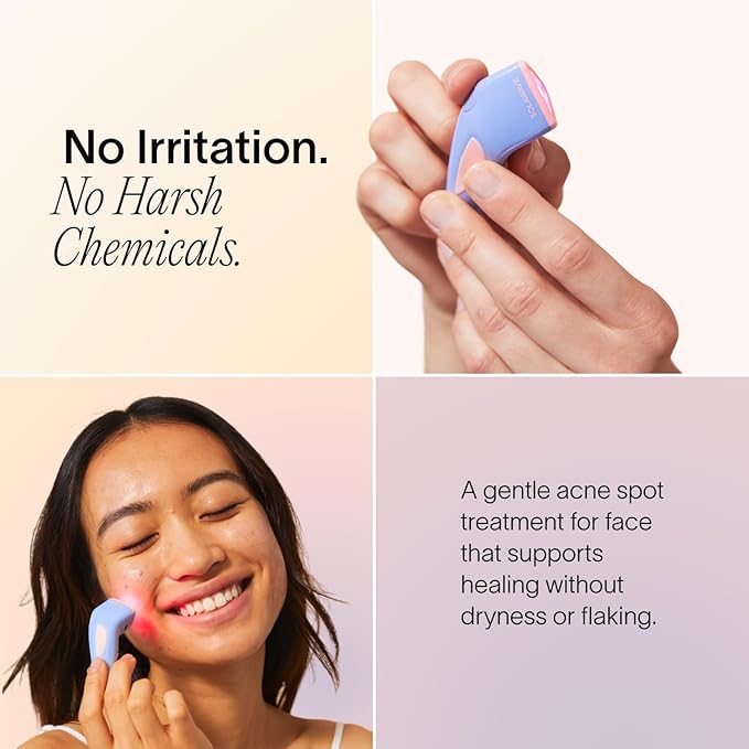 Solawave Bye Acne Spot Treatment | Blue & Red Light Therapy Device for Pimples & Zits | Face Wand Reduces Inflammation, Redness, & Appearance of Blemishes | 3-Min Sessions at Home for Clearer Skin