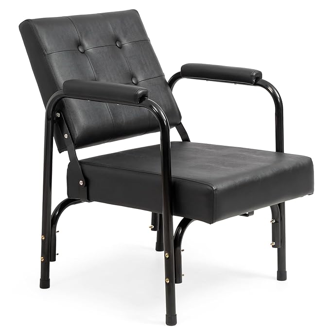 Winado Auto Recline Shampoo Chair, Portable Salon Barber Chair with Tilted Backrest, Heavy Duty Spa Beauty Equipment for Hair Stylists, Tattoo Artists, Cosmetologists, Black