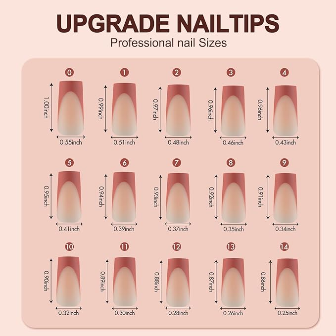 300Pcs French Gel Nail Tips, Vansiho Long Square Nail Tips, Pre-French Tips Press on Nails, Acrylic Fake Nails for Nail Art DIY 15 Sizes