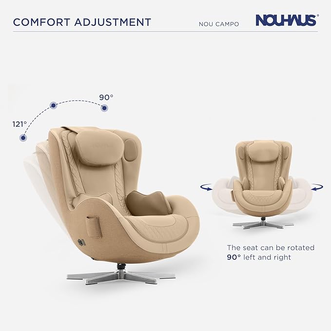 Nouhaus NOU Campo Heated Massage Chair,Full Body Massaging Zero-Gravity Leisure Recliner with Low-Noise 3D Massage and Dual Sound Systems Modern Massage Chairs (Mellow Sand)
