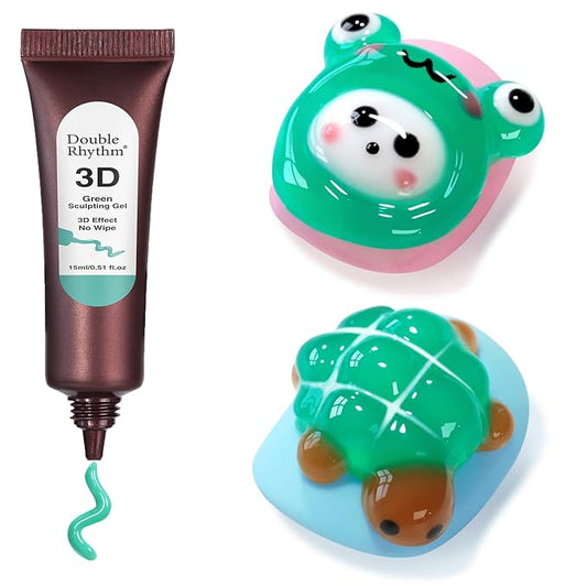 Double Rhythm 0.5 Oz 3D Nail Gel Art Sculpting No Wipe for Designs DIY Nail Art for Drawing, Molding,and Decoration (3D Sculpting Gel Green)