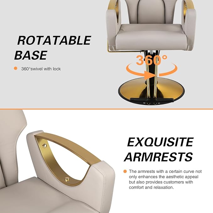 Barber Chair Salon Chair Hydraulic Reclining Barber Chairs 360 Degrees Rolling Swivel Hair Styling Chair Cutting Chairs Salon Shampoo Equipmen - Grey