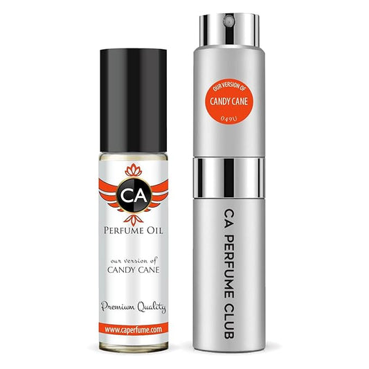 CA Perfume Duo Impression of Candy Cane For Women And Men Perfume Layering Set Long Lasting Travel Size EDP + Body Oil Roll-On Bottle 0.27 Fl Oz+0.33 Fl Oz