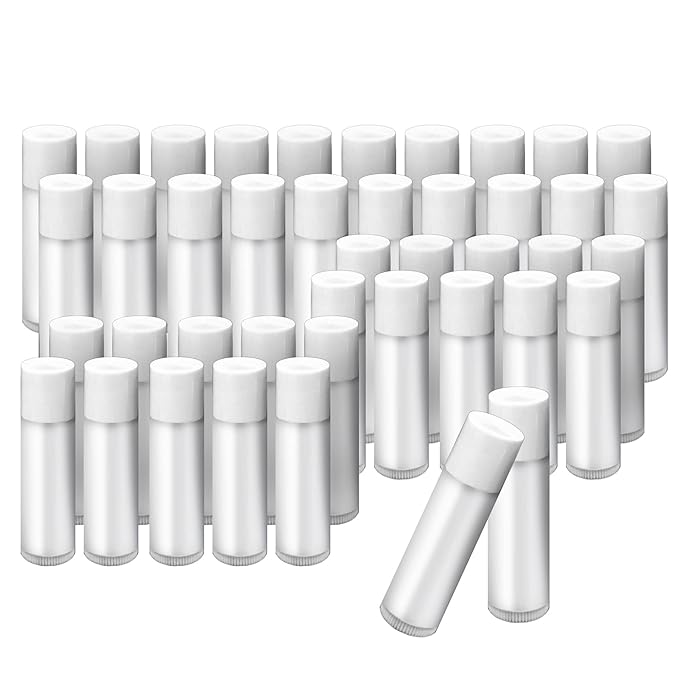 1st Choice 50 Lip Balm Empty Container Tubes 3/16 Oz (5.5ml), Natural White Color