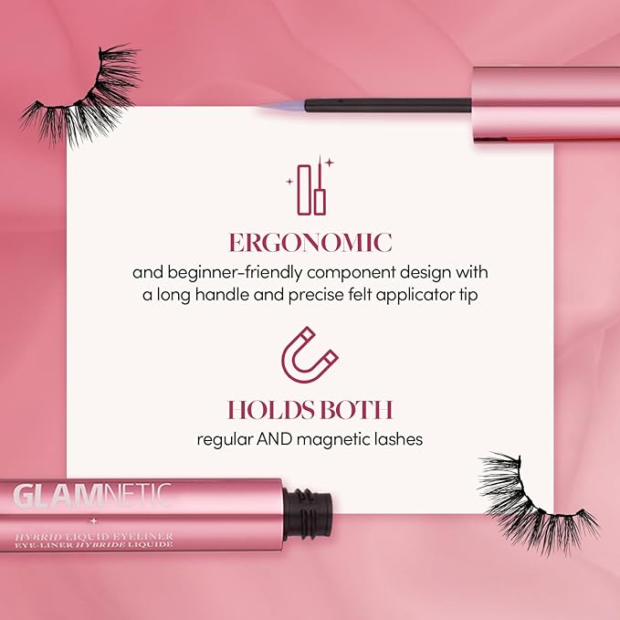 Glamnetic Hybrid Magnetic Eyeliner, Liquid Clear, for Eyelashes - Waterproof & Smudge Proof Liner | All-Day Hold for Magnetic Lashes, Quick-Drying, Paraben-Free 0.025 fl oz