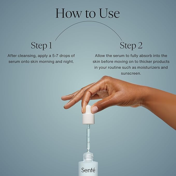 Senté Hydrate+ Serum | Hyaluronic Acid with HSA for Glass Skin | Deep Hydration & Barrier Support | Fast-Absorbing | Calms & Soothes | Paraben, Cruelty, Fragrance Free | 1.0 oz