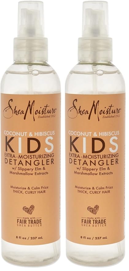 SheaMoisture Detangler Conditioner, 8 oz, Pack of 2 | Kids | Curly Hair | Coconut and Hibiscus | Extra Moisturizing