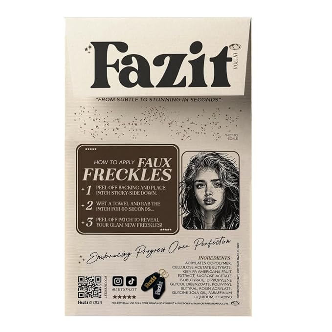 Fazit Makeup Patches - Face Makeup Patches - Beauty Face Makeup - Brown Fake Freckles - Waterproof Faux Freckles - Fazit Faux Freckle Patches - Temporary Face Freckles For Women - 6 count