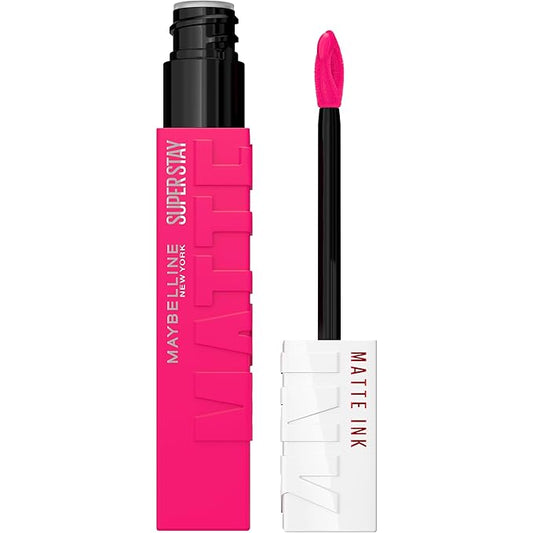 Maybelline Super Stay Matte Ink Liquid Lipstick Makeup, Long Lasting High Impact Color, Up to 16H Wear, Romantic, Vivid Pink, 1 Count, Packaging May Vary