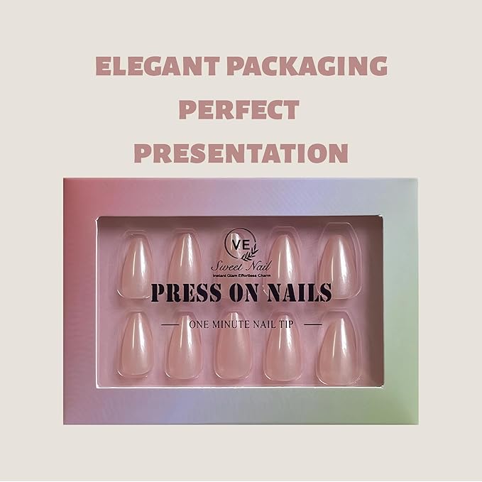 30PCS Short Almond Press-On Nails – Nude Shell Gloss Fake Nails with 15 Sizes, Soft Back Edge & Durable Tip, No Measuring Needed, Reusable Stick-On Nail Tips with Glue & Tools for Women
