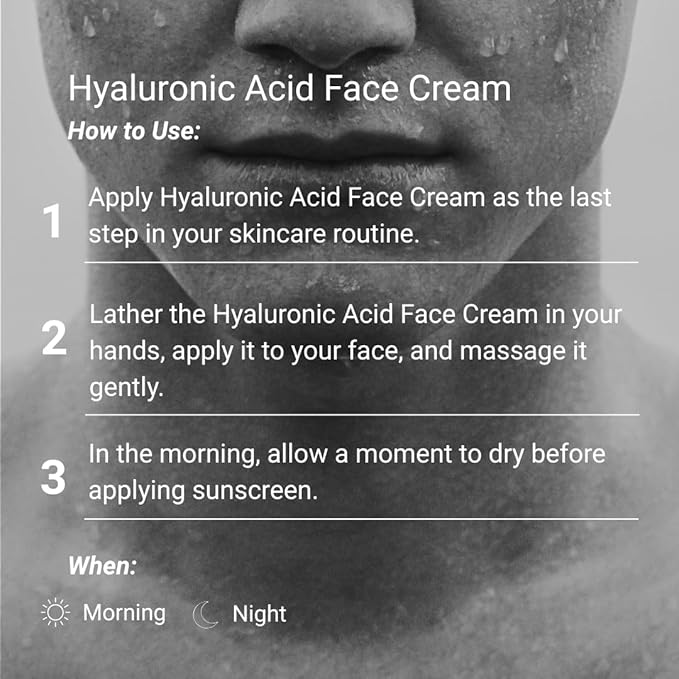 THAROS Men's Hyaluronic Acid Face Cream, Moisture Guard, Hydrating & Calming, 1.7 fl.oz, Natural Origin. Vegan. Normal & Dry Skin