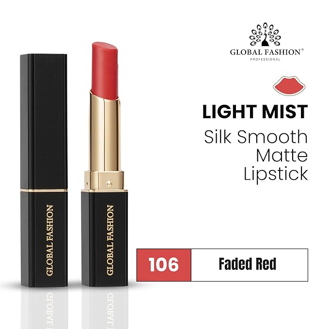 Global Fashion Silk Smooth Matte Lipstick – Long-Lasting, Luxurious Color, Rich Hydration, Lightweight Formula, Lightweight Matte Lip Color for Women, Available in Multiple Shades (106, 0.12 oz)