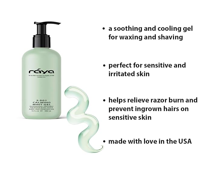 RAYA Calming Mint Gel 16 oz (S-501) | Softening and Soothing Gel | Great for After Shaving and Waxing | Helps Heal Razor Bumps, Razor Burns, and Ingrown Hairs