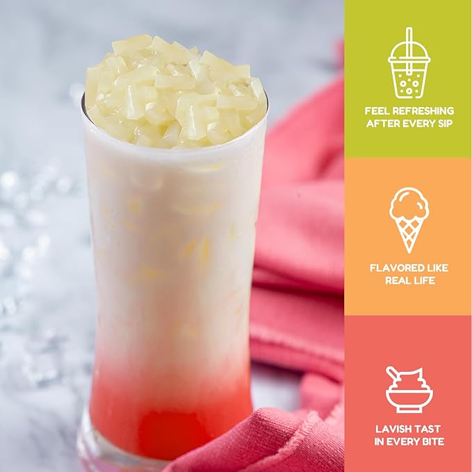 New Fanale Coconut Jelly Topping nata de coco for Boba Tea | Ice Cream | Yogurt | Smoothie | Milk Tea | Desserts (Coconut, 8.3 lb)