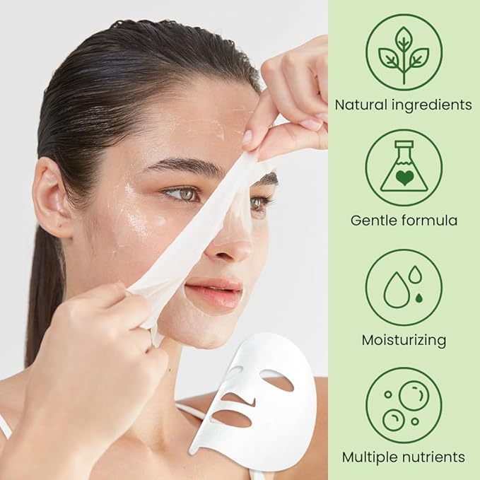 8 Pack Cucumber Face Sheet Mask Skincare,Hydrating Face Mask For Sensitive Skin,Moisturize,Soothing,Nourish for All Skin Types,Natural Spa Party Facial Mask Skincare Set for Women Men Girls