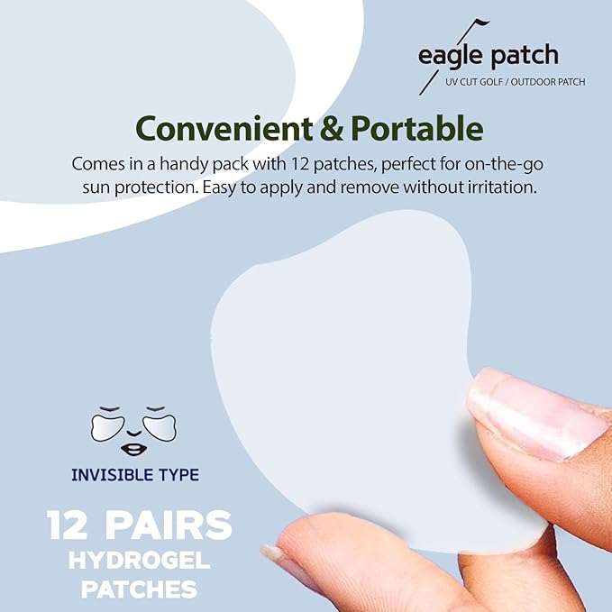 UV Protection Golf Patch (Clear, 12 PCS)- Hydrating Sunscreen Gel Facial Patches for Outdoor Activities, Skin Care Sunblock for Golfers