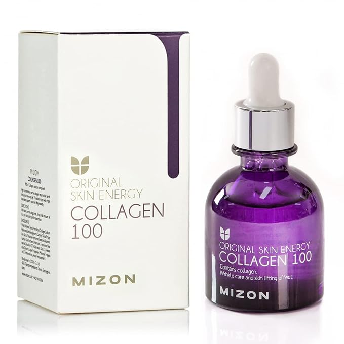 MIZON Collagen 100 Korean Ampoule with Concentrated Marine Collagen Elasticity Booster Serum Peptides Deep Hydration (1.01 fl. oz)