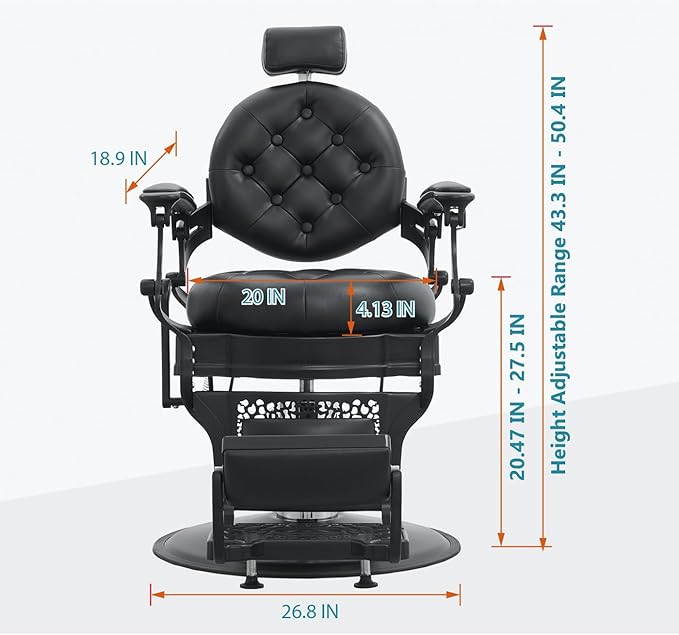 Barber Chair Hair Salon Chair,Heavy Duty 700 LBS, for Hair Stylist Barber Beauty Tattoo Massage(Black)