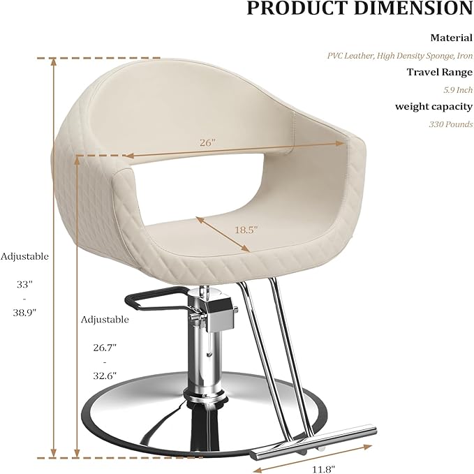 OmySalon Barber Chairs for Barbershop Styling Chair, Salon Chair for Hair Stylist, Heavy Duty Hydraulic Pump, 360°Swivel with Footrest, Hairdressing Home Beauty Spa Equipment