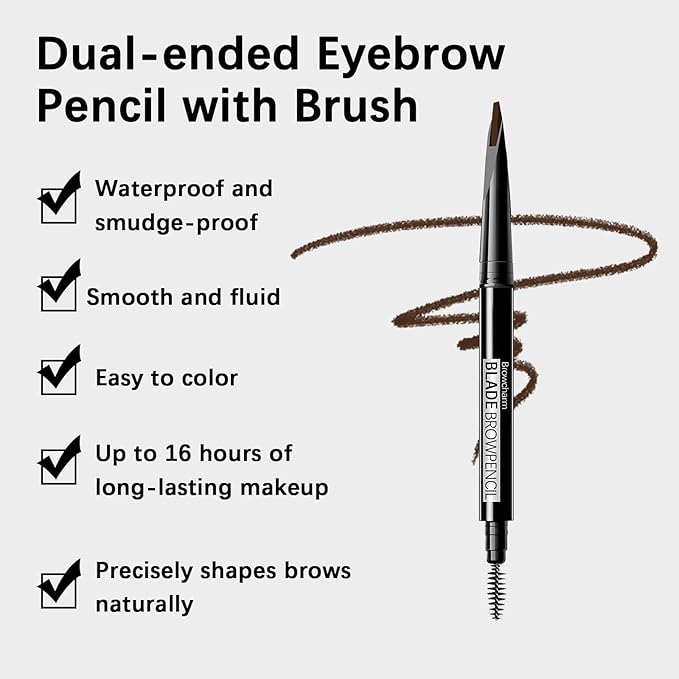 Browcharm Microblading Eyebrow Pencil for Women,0.1mm Ultra-Fine Mechanical Pencil,Makeup Brow Definer Waterproof,Draws Tiny Brow Hairs and Fills in Sparse Areas and Gaps (03 Light Brown)