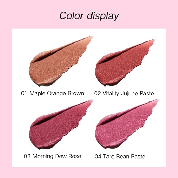 Face Cream Blush, 2-in-1 Lip & Cheek Makeup with Brush, Matte Blush Hydrating Formula, Lightweight, Buildable & Blendable Blusher for Women Girls-01 Maple Orange Brown