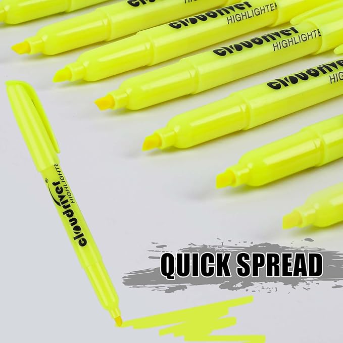cloudriver Yellow Highlighters, Bulk Pack Of 120, Bright Color Highlighter, Chisel Tip, Quick Drying Ink, Highlighters Suitable For Home, School, Office And Shop