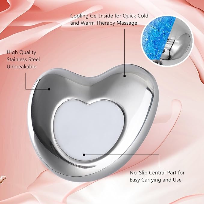 New Upgrade Stainless Steel Gua Sha with Cryotherapy, Metal Ice Gua Sha Facial Massager Tools for Face, Neck, Shoulder and Body