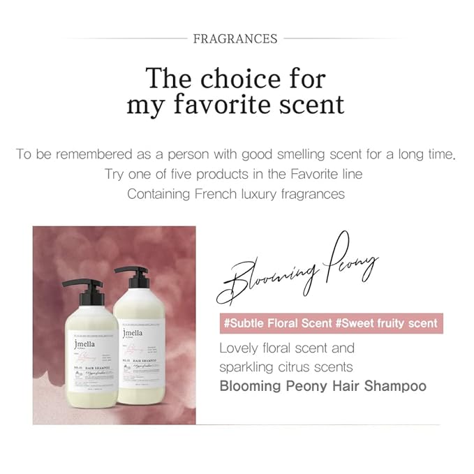 jmella IN FRANCE Blooming Peony Shampoo 33.8 floz with luxury fragrance- Chemical free- Strawberry leaf extract -17 types of amino acid complex From 7 kinds of Paraben
