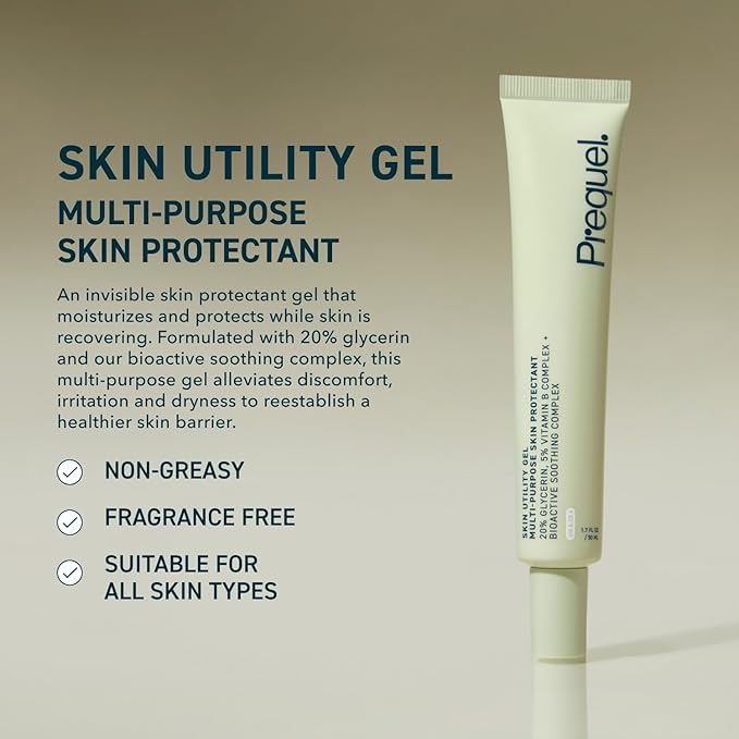 Prequel Skin Utility Gel, Moisturizing Protectant. Lightweight Multi-Purpose Face and Body Cream for Dry Skin, Hand Cream for Cracked Hands. Soothing Barrier Support with 20% Glycerin