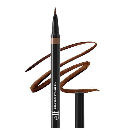 e.l.f. H2O Proof Eyeliner Pen, Felt Tip, Waterproof, Long-Lasting, High-Pigmented Liner For Bold Looks, Vegan & Cruelty-Free, Deep Brown