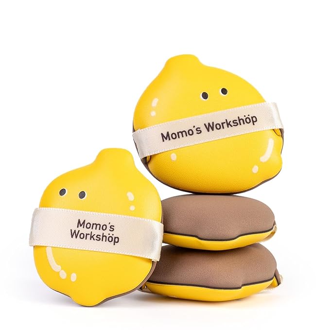 Lemon Makeup Sponge Set,Cosmetic Foundation Sponges, Dual-Textured for Wet/Dry Use, Pointed Tip for Detail Work, Halloween Makeup Sponge for Face,2pcs L+S Size Beauty Puff & Storage Case