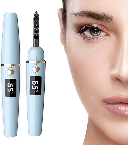ZAPAL Heated Eyelash Curler, Rechargeable Heated lash Curler, Intelligent Power Off Electric Eyelash Curler Heated Quickly 24 Hs Lasting Natural Makeup for Woman (Air Blue/Gold, X8-132mm)
