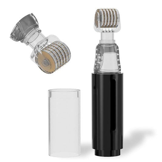 Derma Roller with Liquid Reservoir Serum Applicator for Lips, Skin, Hair, Wrinkles, Beard, Easy to Use Face Roller Skin Care Tools Without Serum, 105 Titanium Needles 0.25 mm